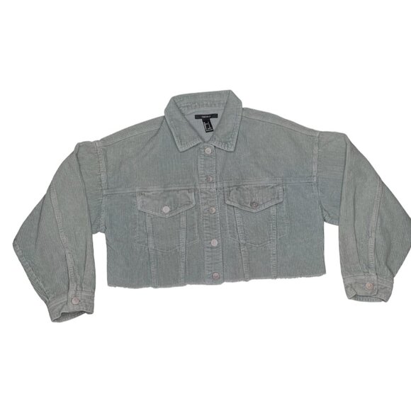 Forever 21 Jackets & Blazers - Forever 21 Womens Cropped Corduroy Jacket Seafoam Green Cotton Size S‎